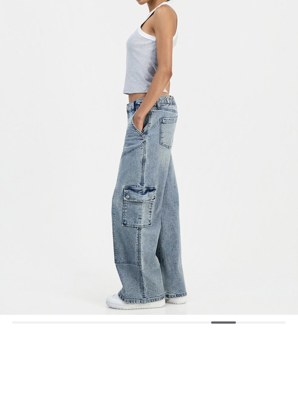 NWT Wide Leg Cargo Denim Jeans - Light Blue - Picture 9 of 11